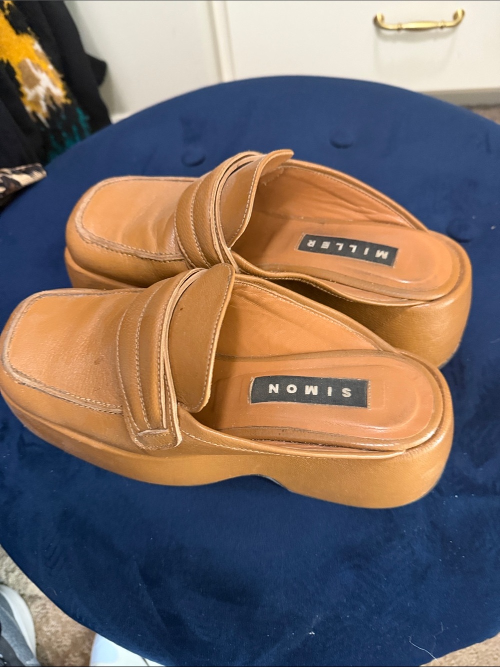 Simon Miller Tan Platform Loafer Mules - Picture 3 of 4